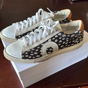 Oliver Cabell Vichy White and Black Sneakers, Sz 38